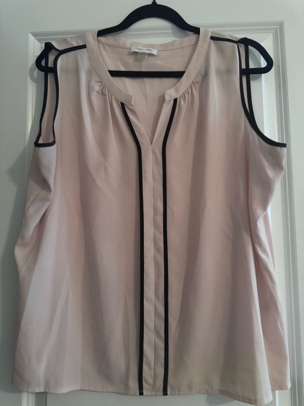 Calvin Klein Light Pink Cold-Shoulder Camisole with Black Trim